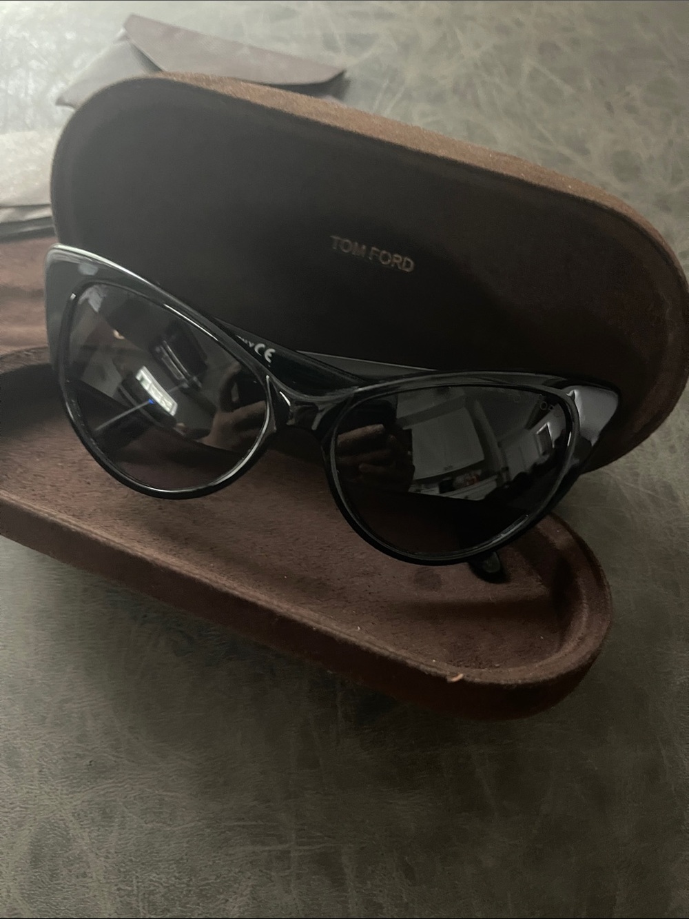 Tom Ford Glossy Black Cat Eye Sunglasses